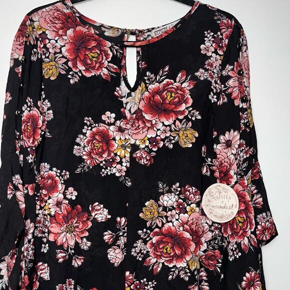 NWT Gypsies & Moondust Gigi Printed Keyhole Top Bell Sleeves Women's Size small - Picture 7 of 16